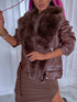 Choco jacket with brown fur "LUX FUR" FL47